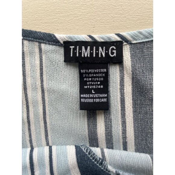 Timing Blue Stripe Button Front Tank Top L - Picture 4 of 4